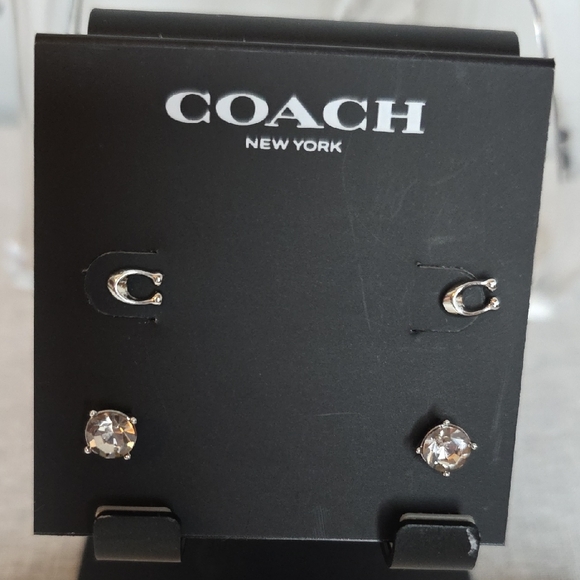 Coach Silver & Crystal Stud Earring Set - Picture 2 of 7